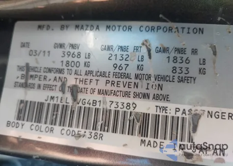 2011 Mazda Mazda3 I Touring from USA, damaged, VIN JM1BL1VG4B1473389